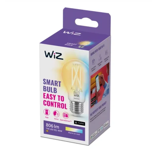 Bombilla WiZ Filamento Claro Estándar A60 Ambiance E27 Pack Individual Philips Wifi Con tecnología SpaceSense