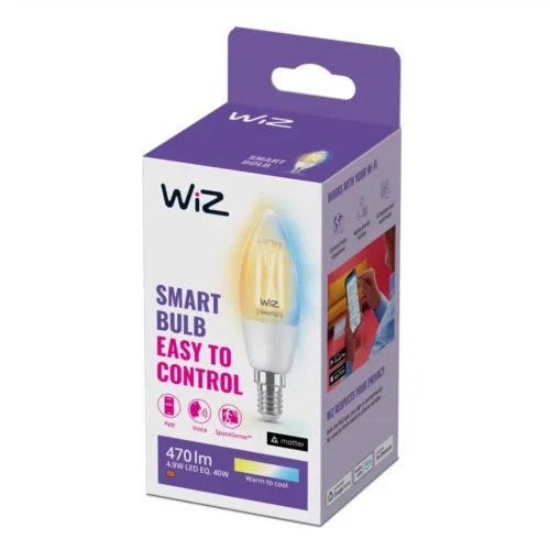 Bombilla WiZ Filamento Claro Vela Ambiance E14 Pack Individual Philips Wifi Con tecnología SpaceSense