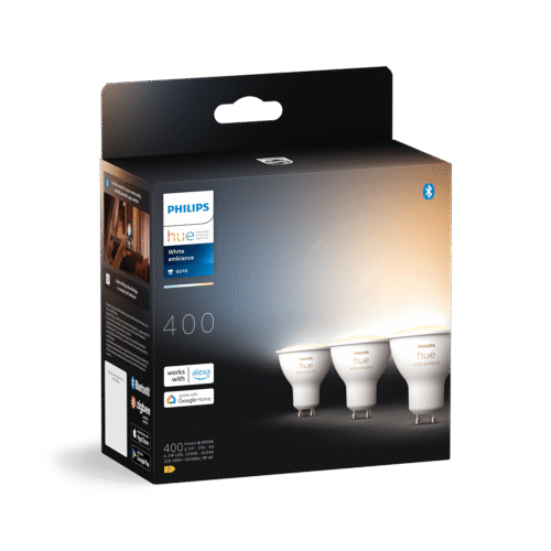 Bombilla Philips HUE White Ambiance GU10 Pack Triple Zigbee & BT