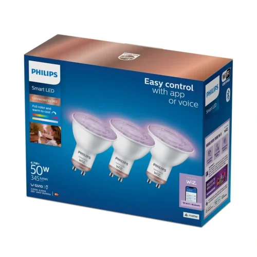 Bombilla Philips Smart Led Color Gu10 Pack Triple Wifi Con tecnología SpaceSense