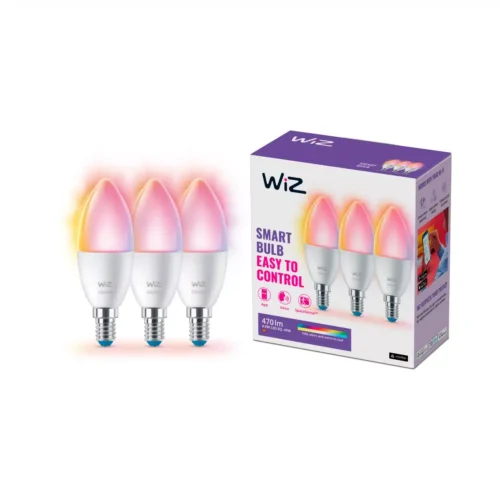 Bombilla WiZ Color Vela E14 Pack Triple Philips Wifi Con tecnología SpaceSense