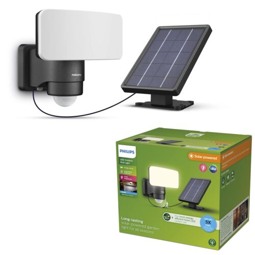 Proyector Pared Tylus Negro Sensor Solar Ultra Eficiente 5000ºk Philips